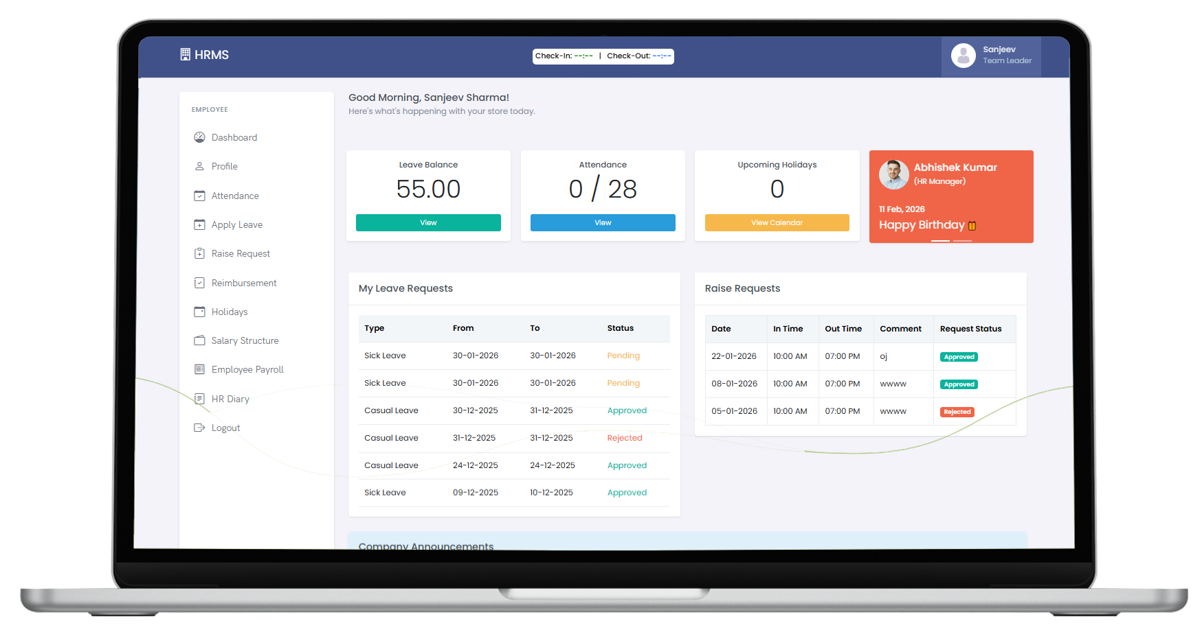 ESS Dashboard UI Preview