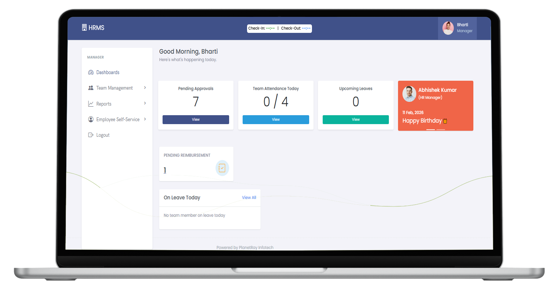 Manager Dashboard Interface