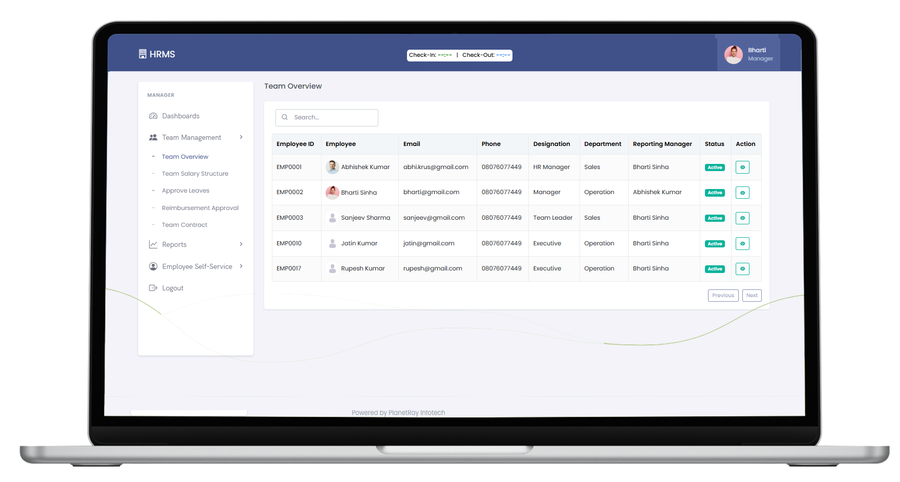Manager Self-Service Dashboard Preview